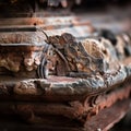 a close up view of an old rusted piece of wood