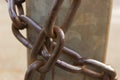 Close-up view of old rusty chain links. Royalty Free Stock Photo