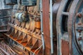 Close up view of old rusty power generation engine