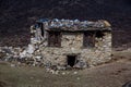 Close up view of old stone house ruin in Nepal mountain area. Sa Royalty Free Stock Photo