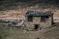 Close up view of old stone house ruin in Nepal mountain area. Sa Royalty Free Stock Photo
