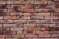 Close up view of old wall that is made from many bricks in pattern. Warm tone. Royalty Free Stock Photo