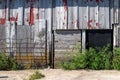 Close up view of old weathered red siding on a 19th Century wooden barn Royalty Free Stock Photo