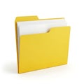 A close-up view of an open yellow folder with blank white pages inside Royalty Free Stock Photo