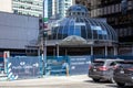 Close up View of the Pacific Centre under construction surrounded by fence on Howe Street in Vancouver Royalty Free Stock Photo