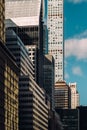 Close-up view of 432 Park Avenue Condominiums and modern skyscrapers in Midtown Manhattan New York City Royalty Free Stock Photo