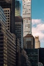 Close-up view of 432 Park Avenue Condominiums and modern skyscrapers in Midtown Manhattan New York City Royalty Free Stock Photo