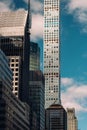Close-up view of 432 Park Avenue Condominiums and modern skyscrapers in Midtown Manhattan New York City Royalty Free Stock Photo