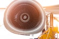 Close up view on a part plane turbine. Royalty Free Stock Photo