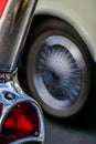 Close-up view part of a vintage old car with bubble bokeh effect Royalty Free Stock Photo