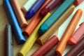 Close up view of pastel crayons. Royalty Free Stock Photo