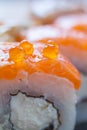 Close up view of a Philadelphia roll sushi