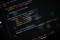 Close-up view of PHP source code testing user registration and authentication with dashboard redirection, showing backend Royalty Free Stock Photo