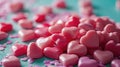 A close up view of heart shape pink sweet like candy, sugar, and jelly. AIGX01. Royalty Free Stock Photo