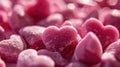 A close up view of heart shape pink sweet like candy, sugar, and jelly. AIGX01. Royalty Free Stock Photo