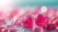 A close up view of heart shape pink sweet like candy, sugar, and jelly. AIGX01. Royalty Free Stock Photo