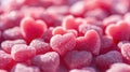 A close up view of heart shape pink sweet like candy, sugar, and jelly. AIGX01. Royalty Free Stock Photo