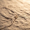 A close-up view of a piece of coiled string on a textured beige surface. The focus on th Royalty Free Stock Photo