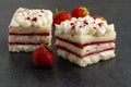 Close up view of piece of strawberry cheescake