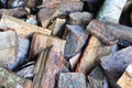 Close up view on a pile of chopped firewood Royalty Free Stock Photo