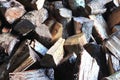 Close up view on a pile of chopped firewood Royalty Free Stock Photo