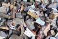 Close up view on a pile of chopped firewood