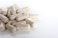 Close-up view of a pile of multivitamin supplements isolation