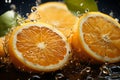 Close-up view of a pile of oranges sitting on top of each other. The oranges are all ripe and juicy, with a bright orange peel and Royalty Free Stock Photo