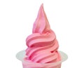 Close up view of Pink Soft Serve Ice Cream isolated on White Royalty Free Stock Photo