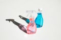 Plastic bottles of cleaning fluids Royalty Free Stock Photo