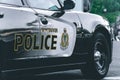 Close up View of police car `Vancouver Police` in Coal Harbour Royalty Free Stock Photo