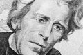 Close up view Portrait of Andrew Jackson on the one twenty dollar bill. Background of the money. 20 dollar bill with Andrew Jackso Royalty Free Stock Photo