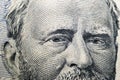 Close up view Portrait of Ulysses S. Grant on the one fifty dollar bill. Background of the money. 50 dollar bill with Ulysses S. G Royalty Free Stock Photo