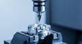 Precision CNC Machining of Metal Component with Cutting Tool image photo Royalty Free Stock Photo