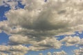 Close-up view of puffy white clouds on blue sky background. Beautiful nature backgrounds concept. Royalty Free Stock Photo