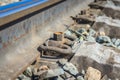 Close-up view of Rail Fastener for hold rail with concrete slab track Royalty Free Stock Photo