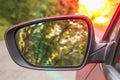 Close-up view of rearview mirror on the car Royalty Free Stock Photo