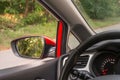 Close-up view of rearview mirror on the car Royalty Free Stock Photo