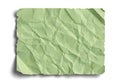A close up view of a rectangular piece of light green crumpled paper isolated on a clean white background for design texture Royalty Free Stock Photo