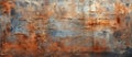 Close up view of a rectangular rusty metal surface in a natural landscape Royalty Free Stock Photo