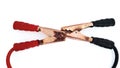 Red and black car battery jumper cable or booster cables isolated on white background Royalty Free Stock Photo