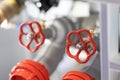 Close-up of red safety valves. Royalty Free Stock Photo