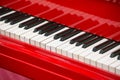 Close up view of red piano keys Royalty Free Stock Photo