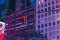 Close up view of red traffic light at night on Broadway in Manhattan. Royalty Free Stock Photo