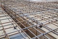 close up view of reinforcement of concrete with metal rods conne Royalty Free Stock Photo