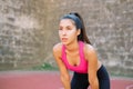 Close up view of resting girl after workout Royalty Free Stock Photo