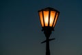 Close up view of a retro srteet lantern in the evening Royalty Free Stock Photo