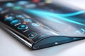 Flexible OLED Screen Showcases Sleek User Interface Design With Dynamic Bending Capability Royalty Free Stock Photo