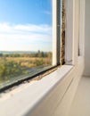 Window Frame Damaged by Rot and Moisture Royalty Free Stock Photo