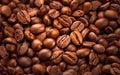 A close-up view of richly textured, roasted coffee beans in varying shades of brown, embodying the essence of a fresh brew